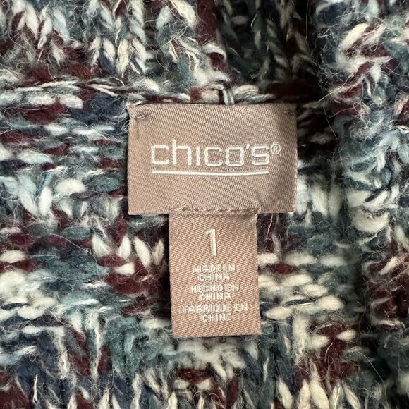Chico’s Sleeveless Soft Cardigan Blue Purple White Size Small - Picture 7 of 9